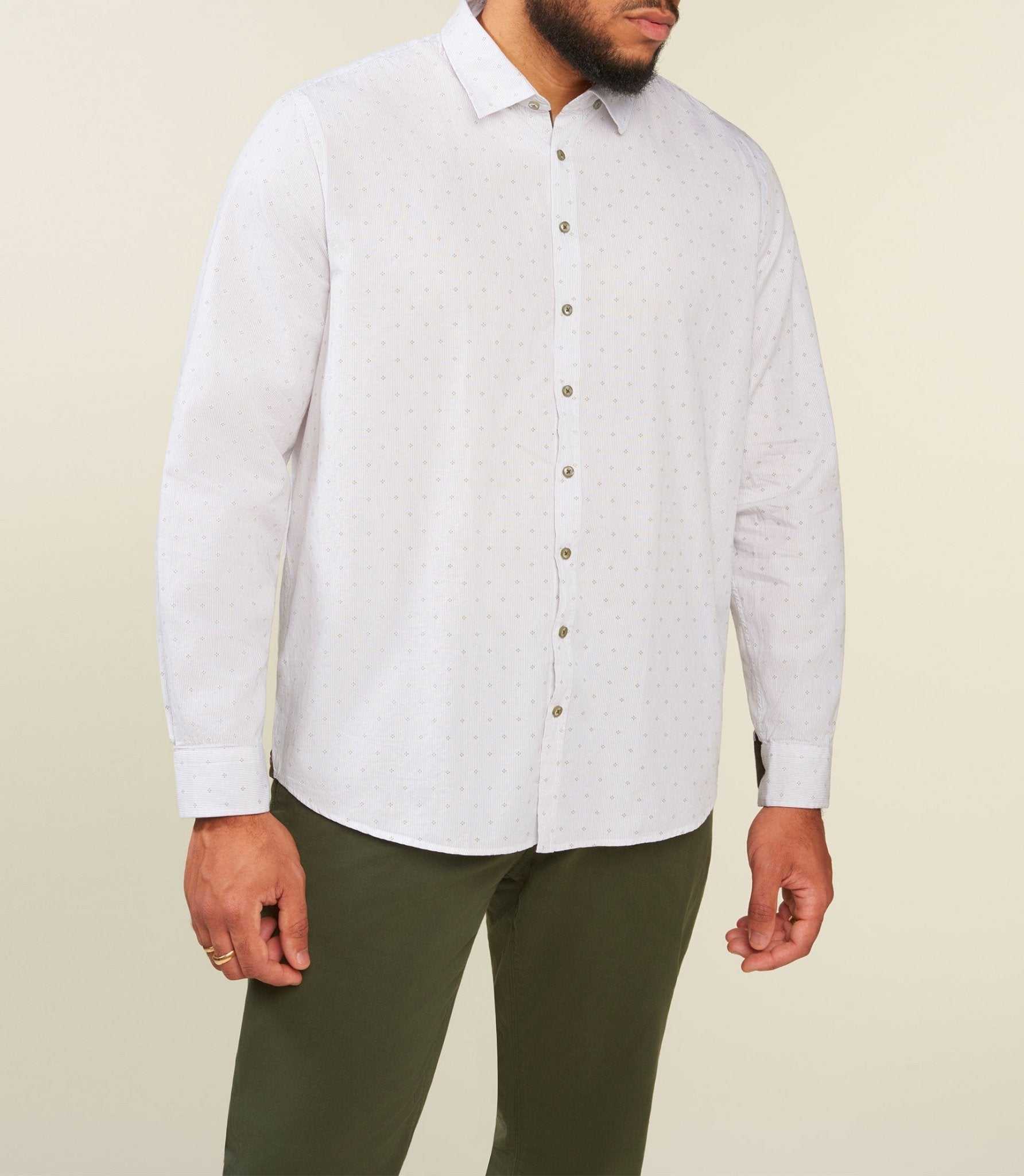 Chemise à rayures blanche et kaki JULESBT - IZAC