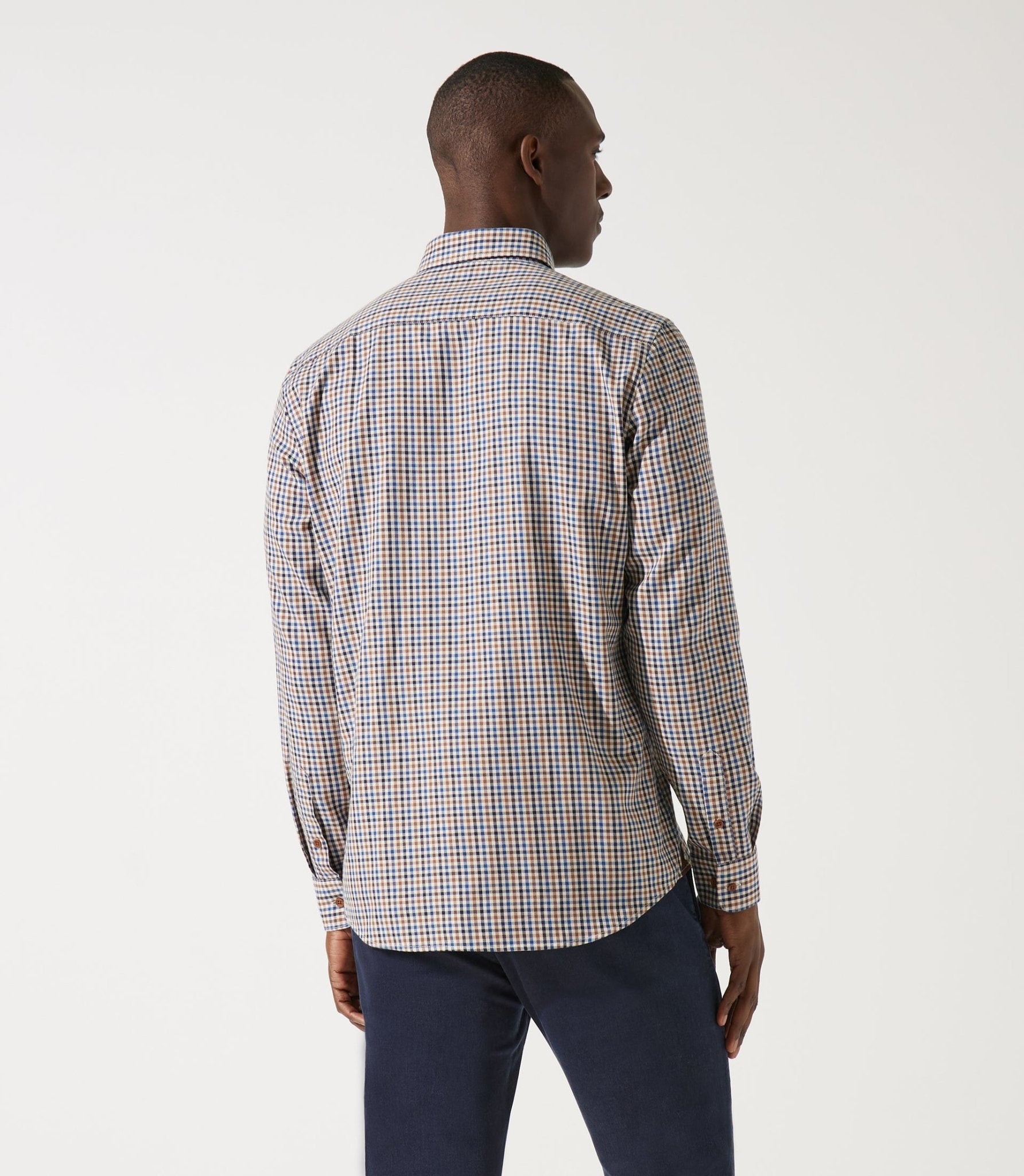Chemise à petit carreaux marron JEAN - IZAC