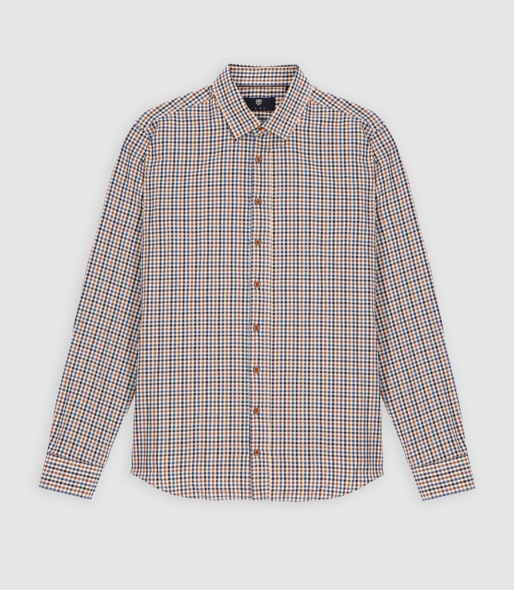 Chemise à petit carreaux marron JEAN - IZAC