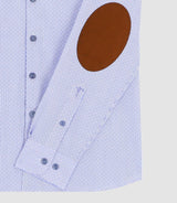 Chemise col mao à coudière bleu et blanc JOHAN - IZAC