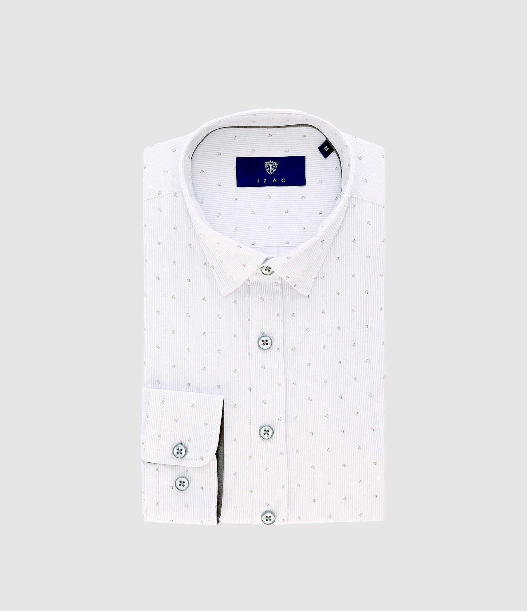 Chemise droite imprimée à coudières blanche et kaki JORGE - IZAC