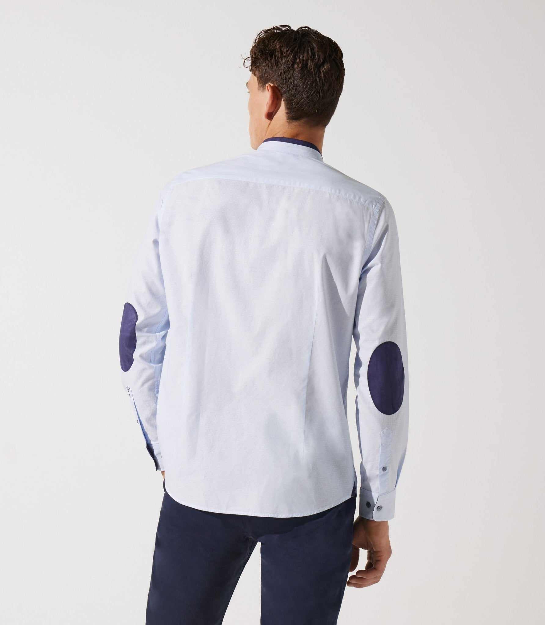 Chemise col mao à coudières bleu ciel et marine JOY - IZAC