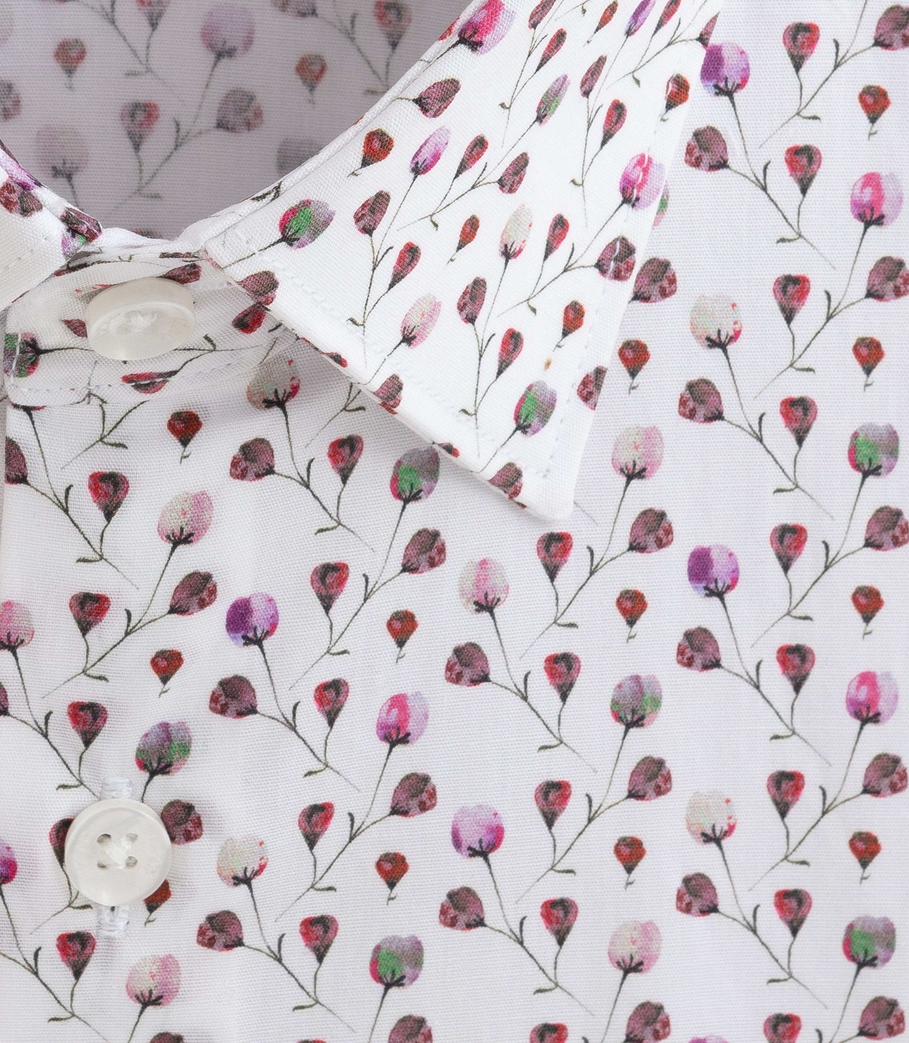 Chemise à imprimé floral blanc - bordeaux "Demis" - IZAC