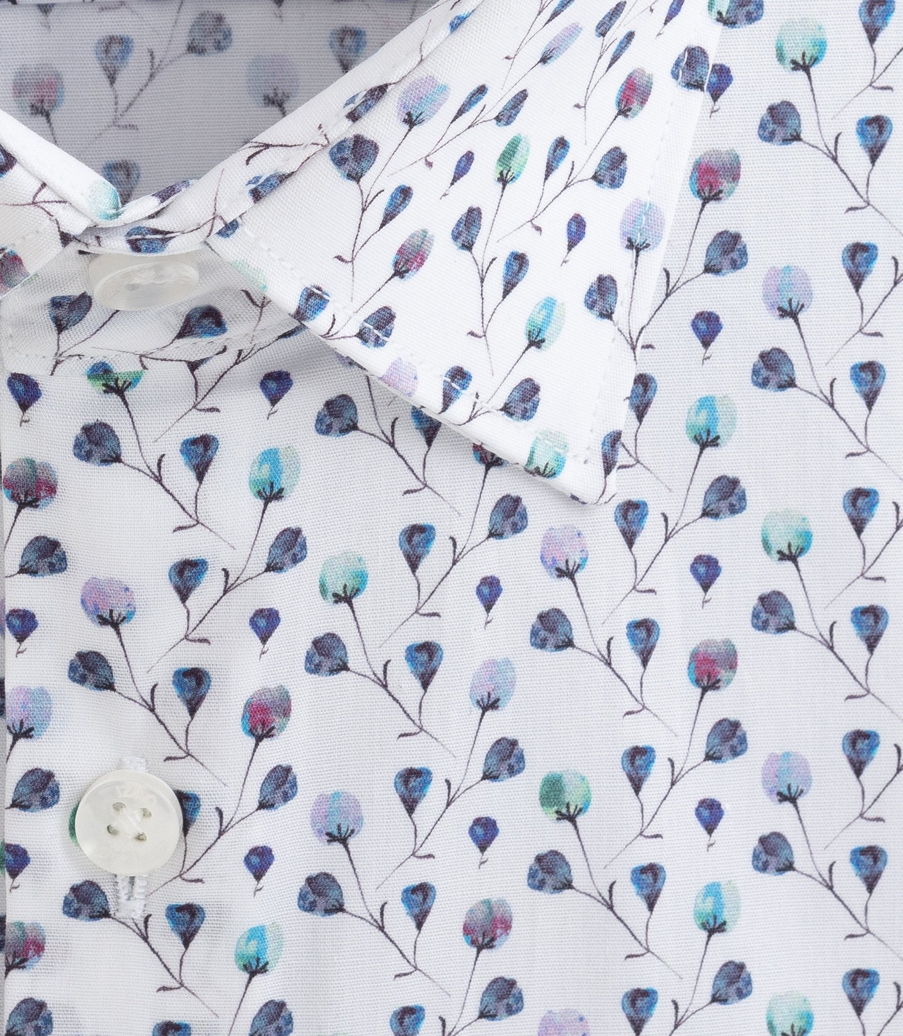 Chemise à imprimé floral blanc - marine "Demis" - IZAC