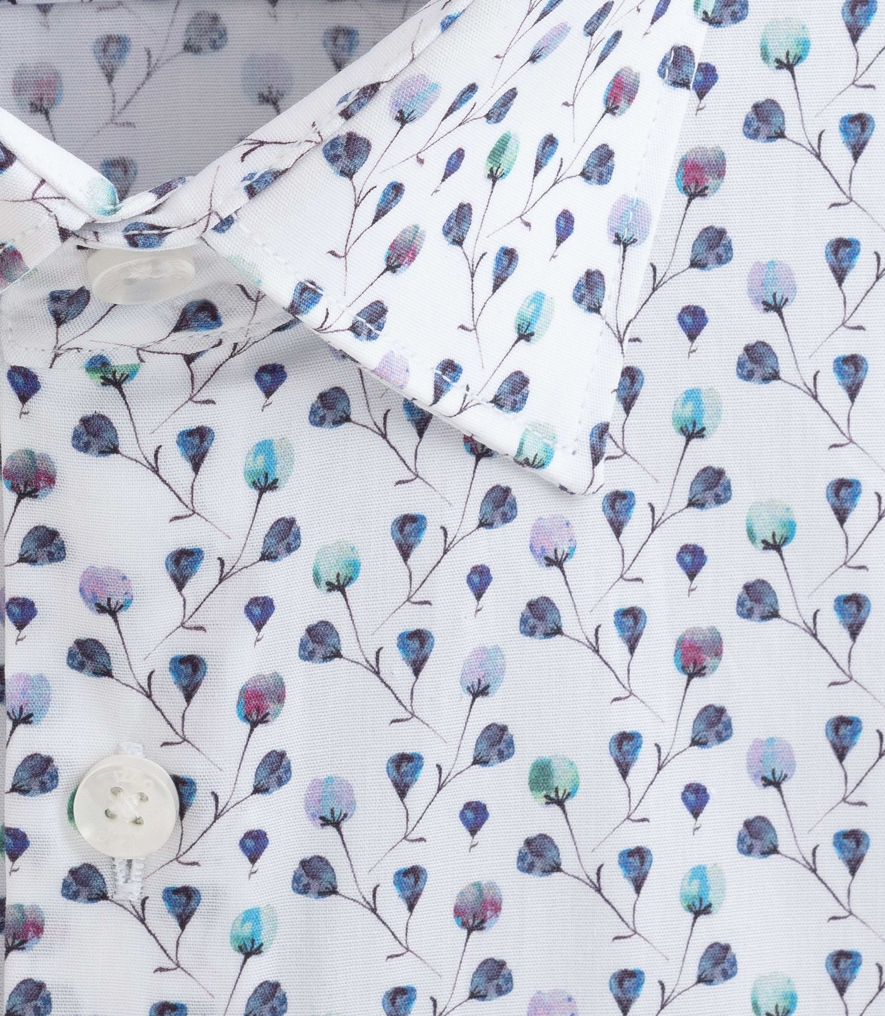 Chemise à imprimé floral blanc - marine "Demis" - IZAC