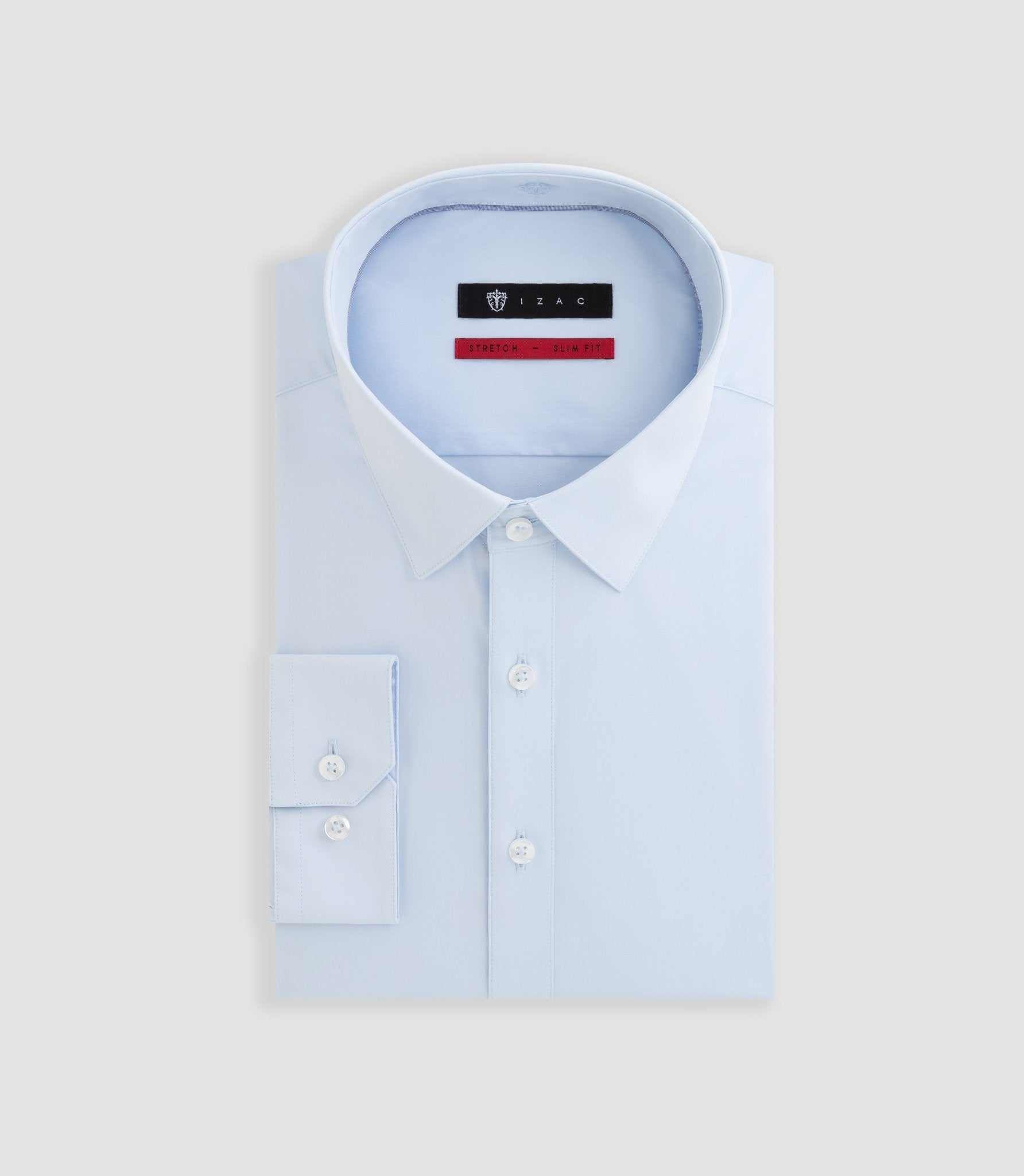 Chemise en popeline stretch ciel "Malte" - IZAC