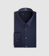 Chemise slim en satin de coton marine "Saslimrea" - IZAC