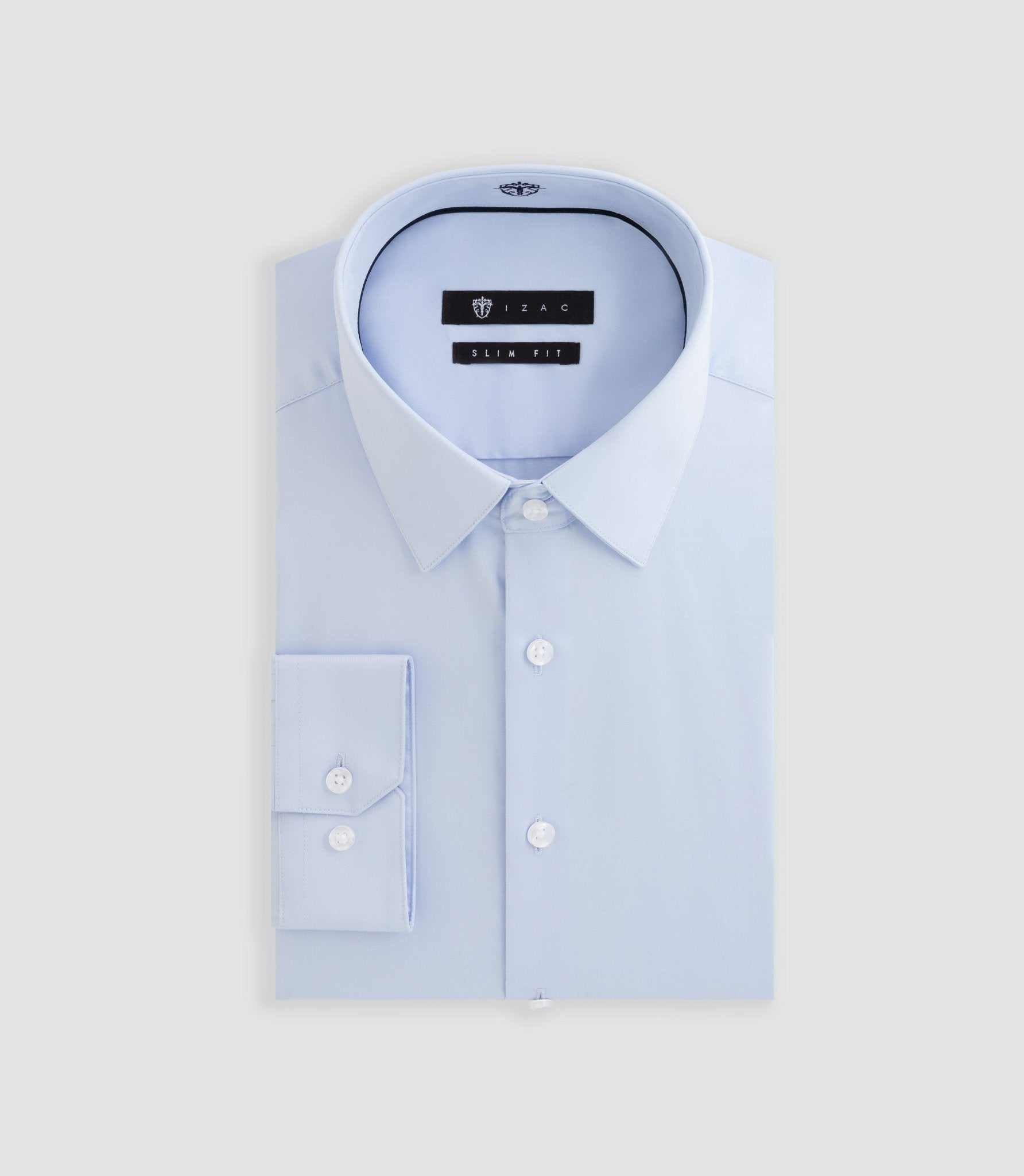 Chemise slim en satin de coton ciel "Satinslim" - IZAC