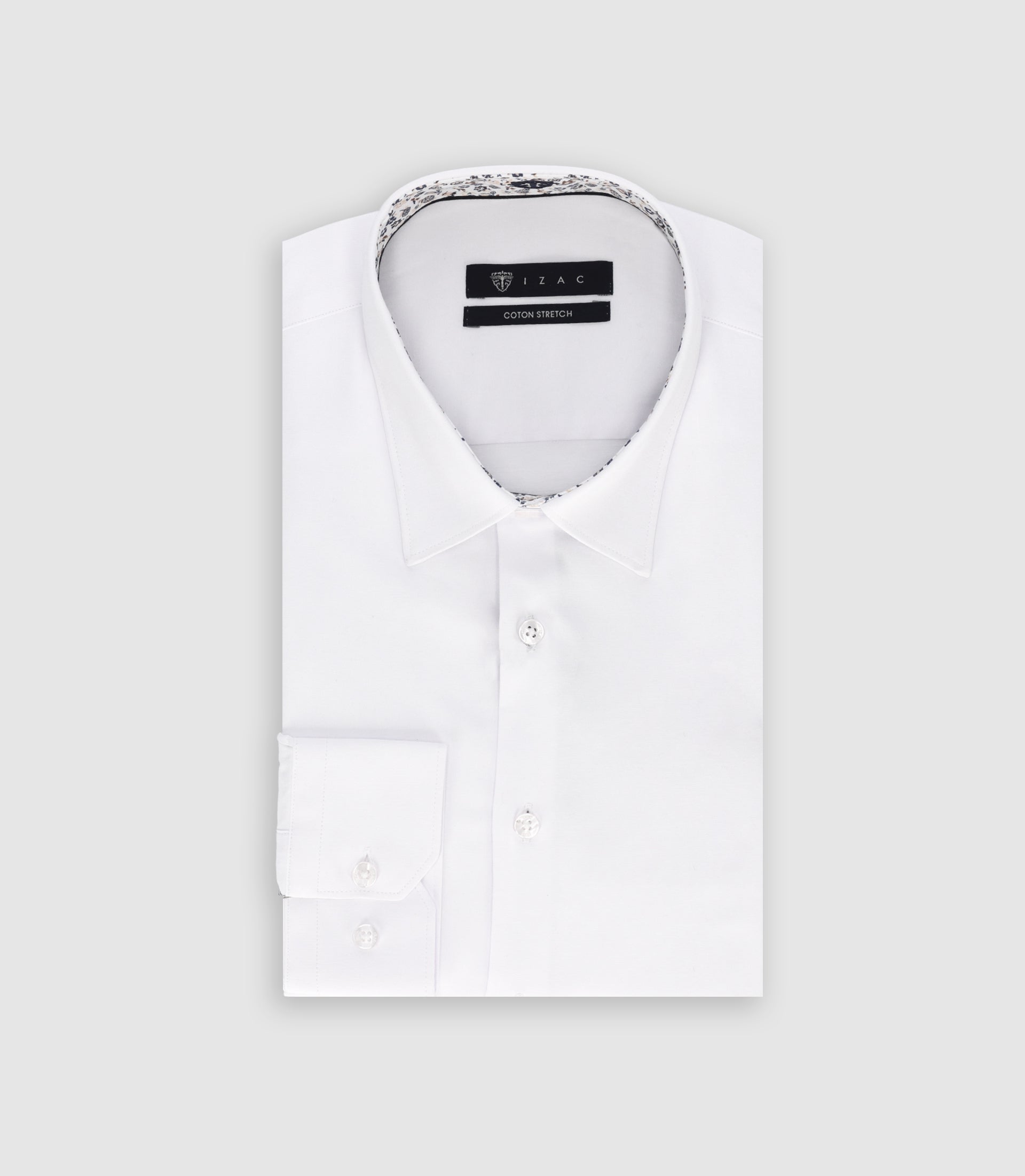 Chemise slim unie avec fantaisie blanche MACEOUT - IZAC