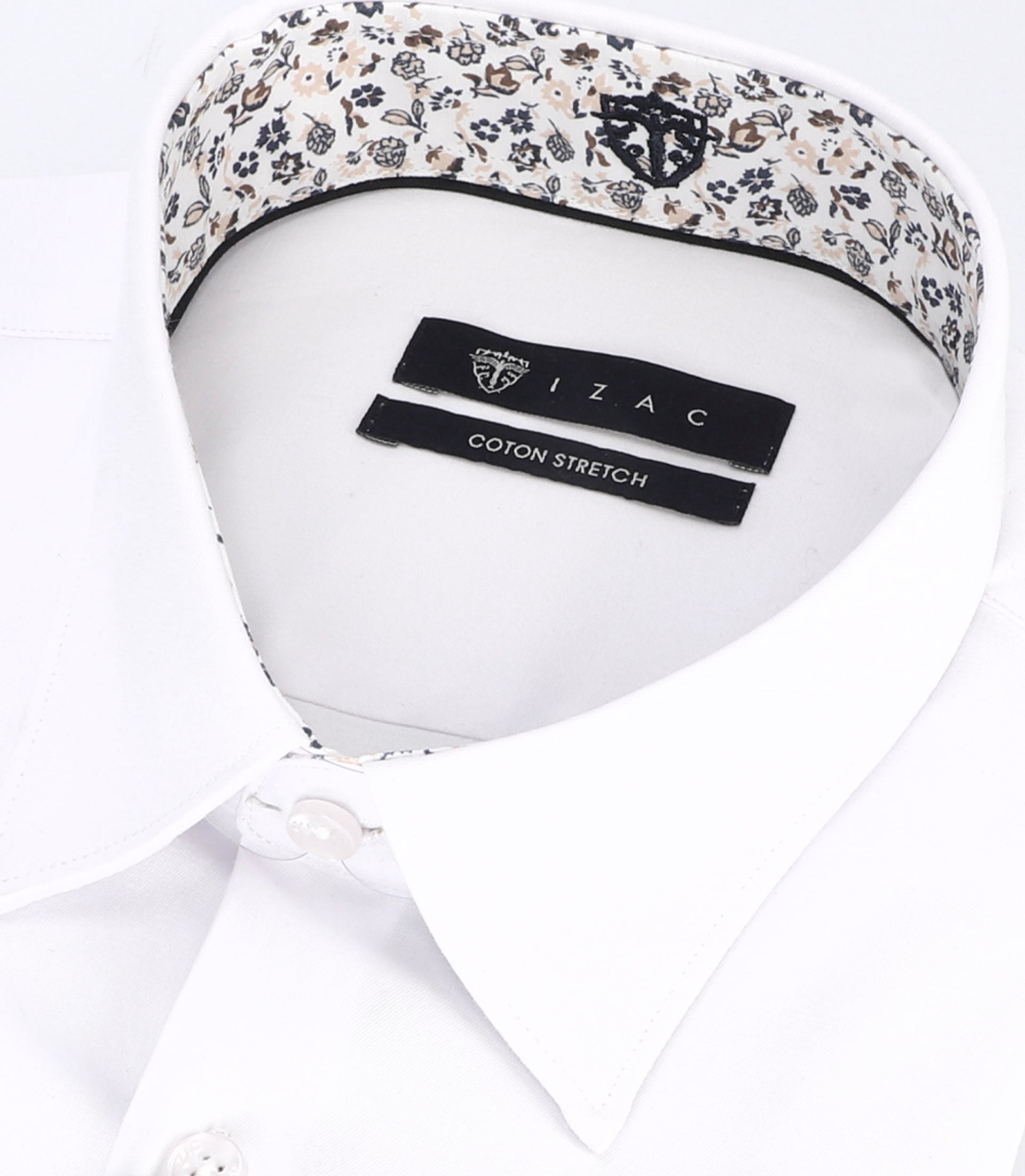 Chemise slim unie avec fantaisie blanche MACEOUT - IZAC