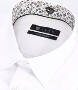 Chemise slim unie avec fantaisie blanche MACEOUT - IZAC