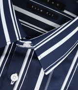 Chemise à rayures marine et blanche "Manil" - IZAC