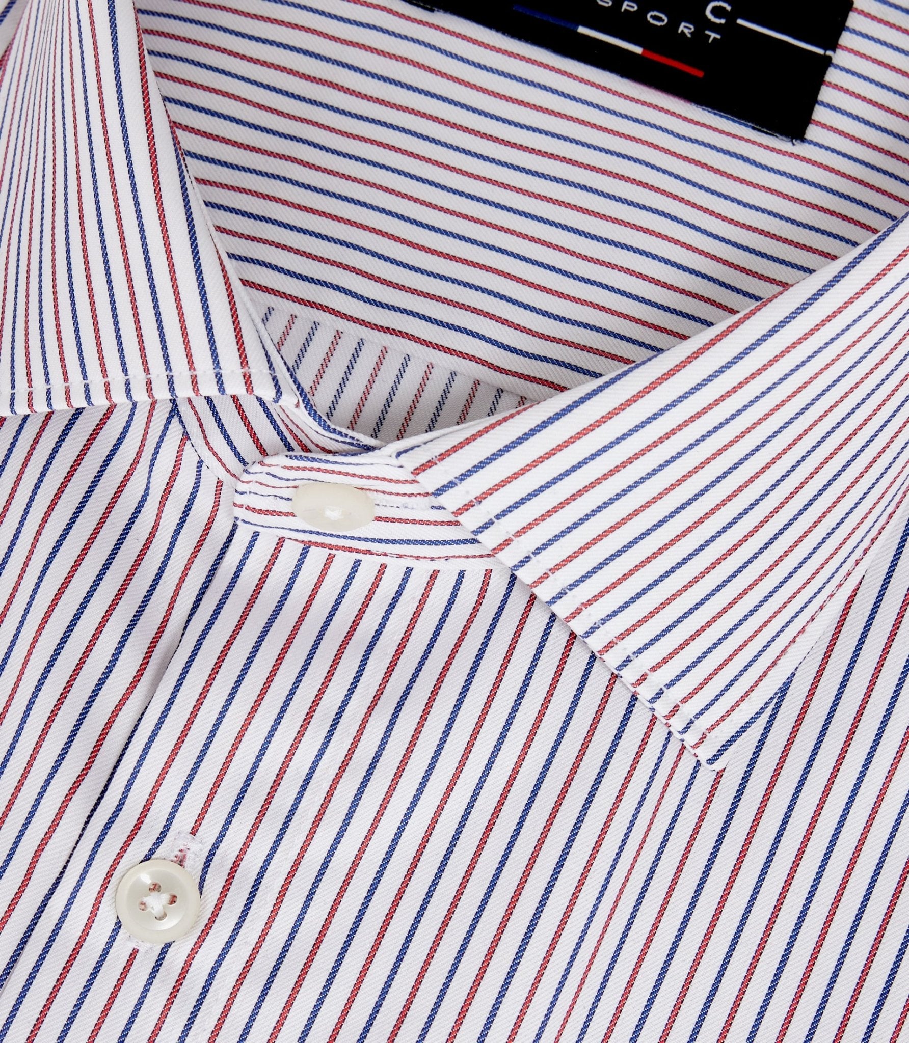 Chemise à rayures bleue et rouge "Mazen" - IZAC