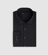 Chemise slim en satin de coton noir SATINSLIMOUT - IZAC