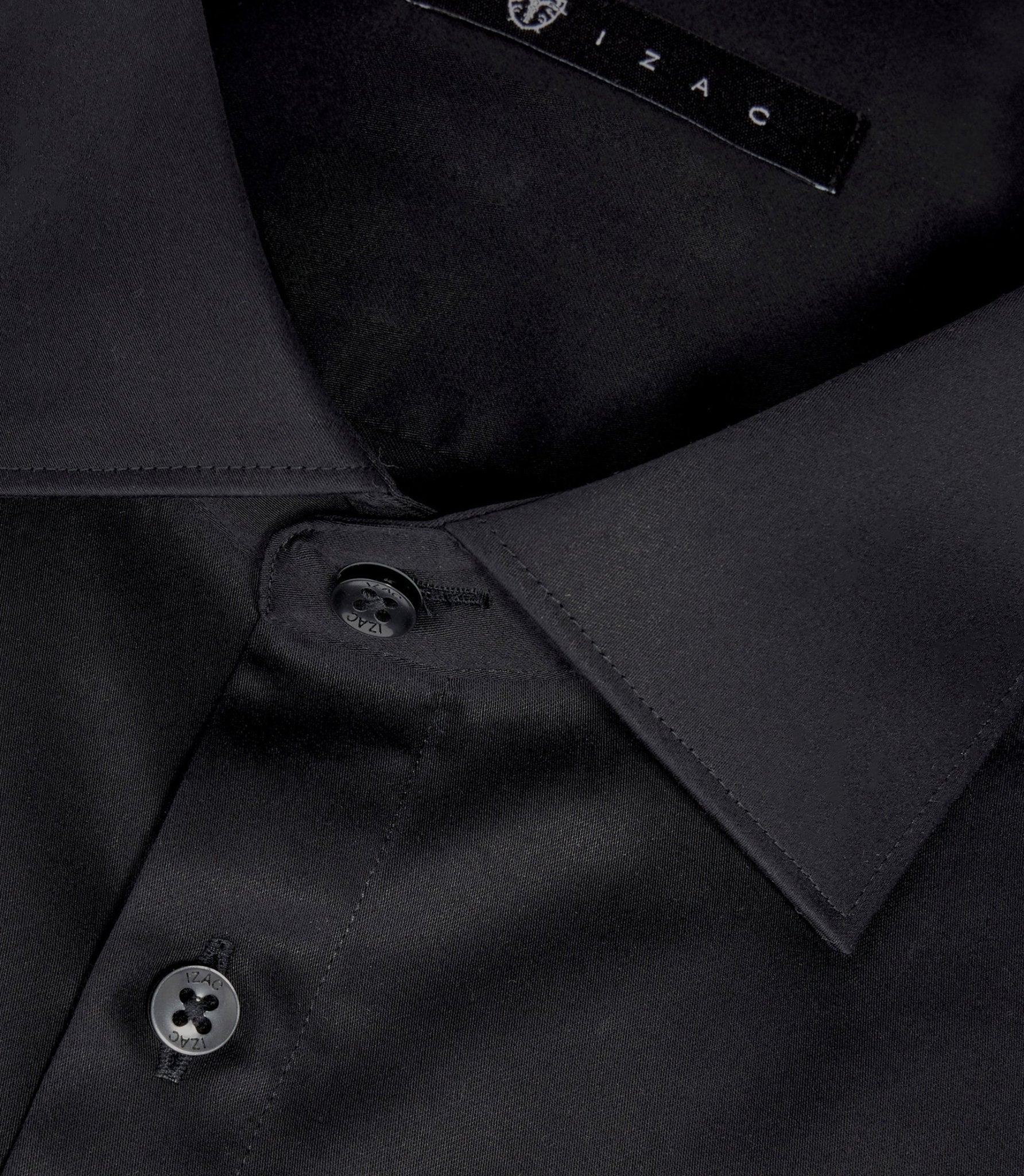 Chemise slim en satin de coton noir SATINSLIMOUT - IZAC