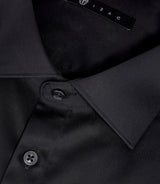 Chemise slim en satin de coton noir SATINSLIMOUT - IZAC