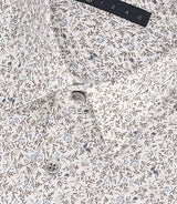 Chemise slim à imprimé fleuris blanche et camel MANU - IZAC