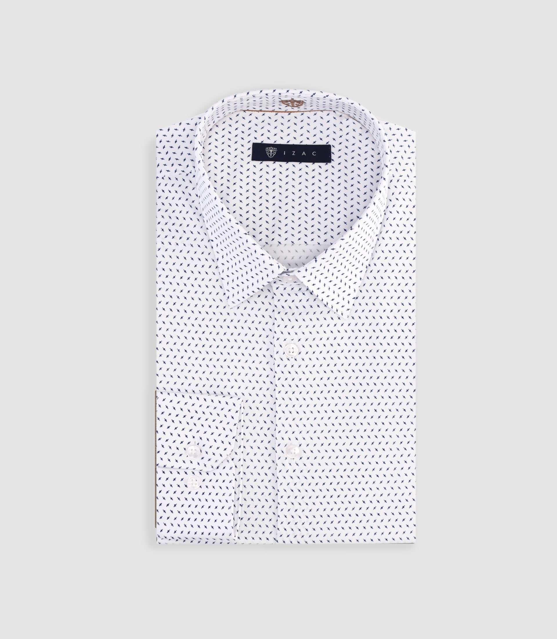 Chemise slim à imprimé micro motifs blanc MATTHIAS - IZAC