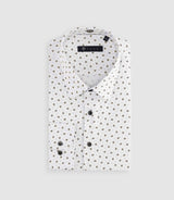 Chemise à imprimé micro motifs blanche et camel MATTBT - IZAC