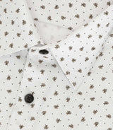 Chemise à imprimé micro motifs blanche et camel MATTBT - IZAC