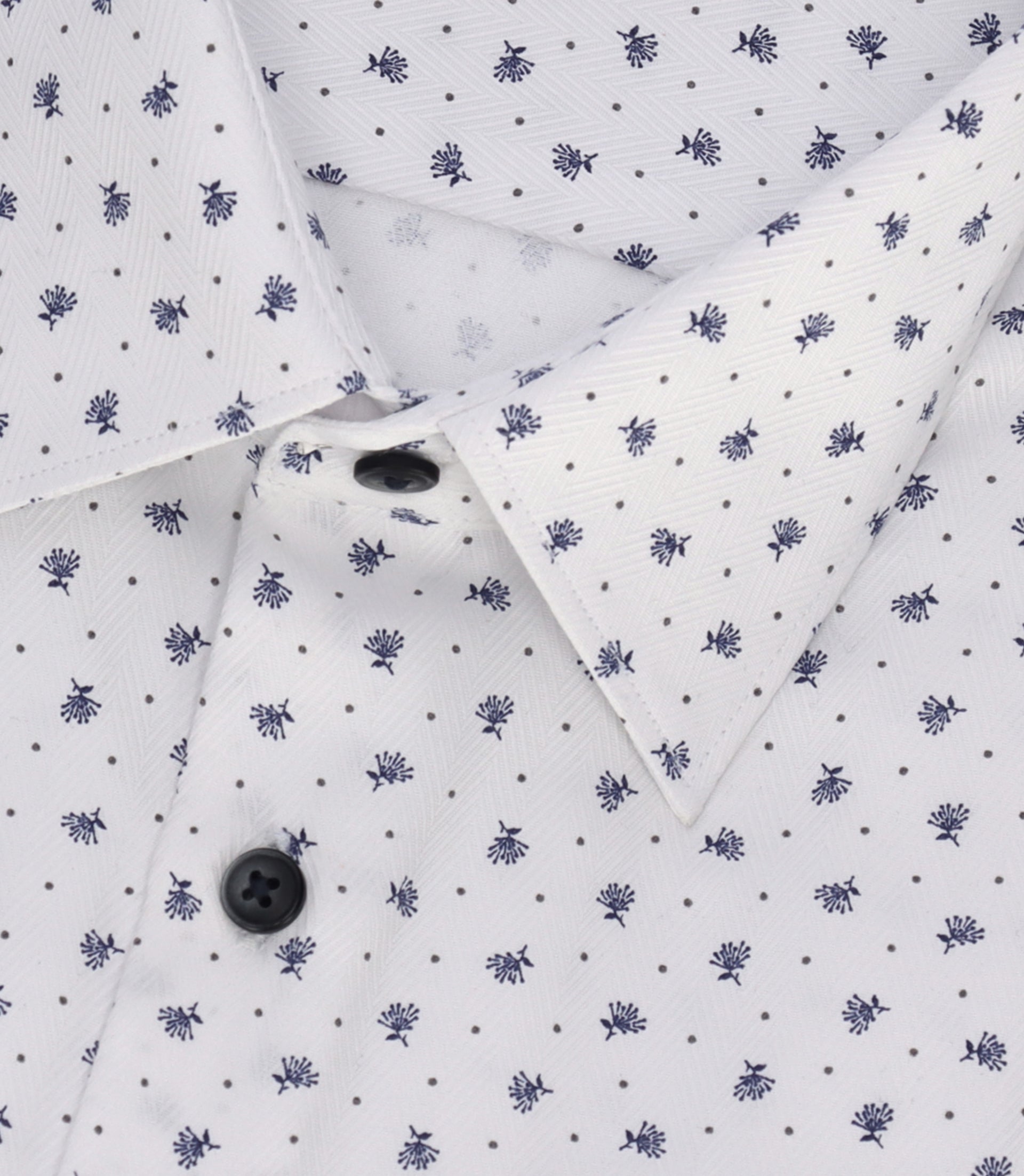 Chemise à imprimé micro motifs blanc et marine MATT - IZAC