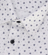 Chemise à imprimé micro motifs blanc et marine MATT - IZAC
