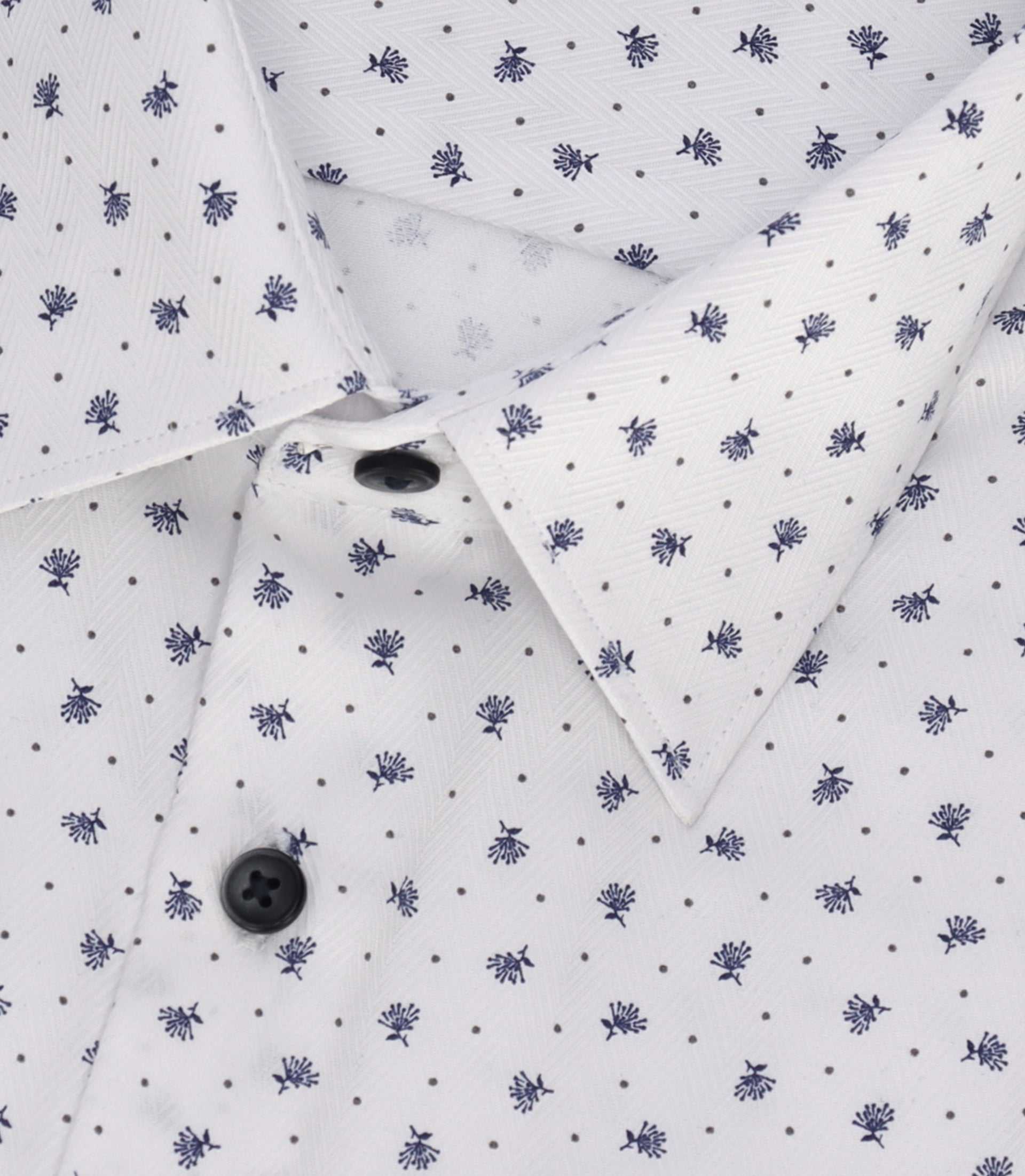 Chemise à imprimé micro motifs blanche et marine MATTBT - IZAC