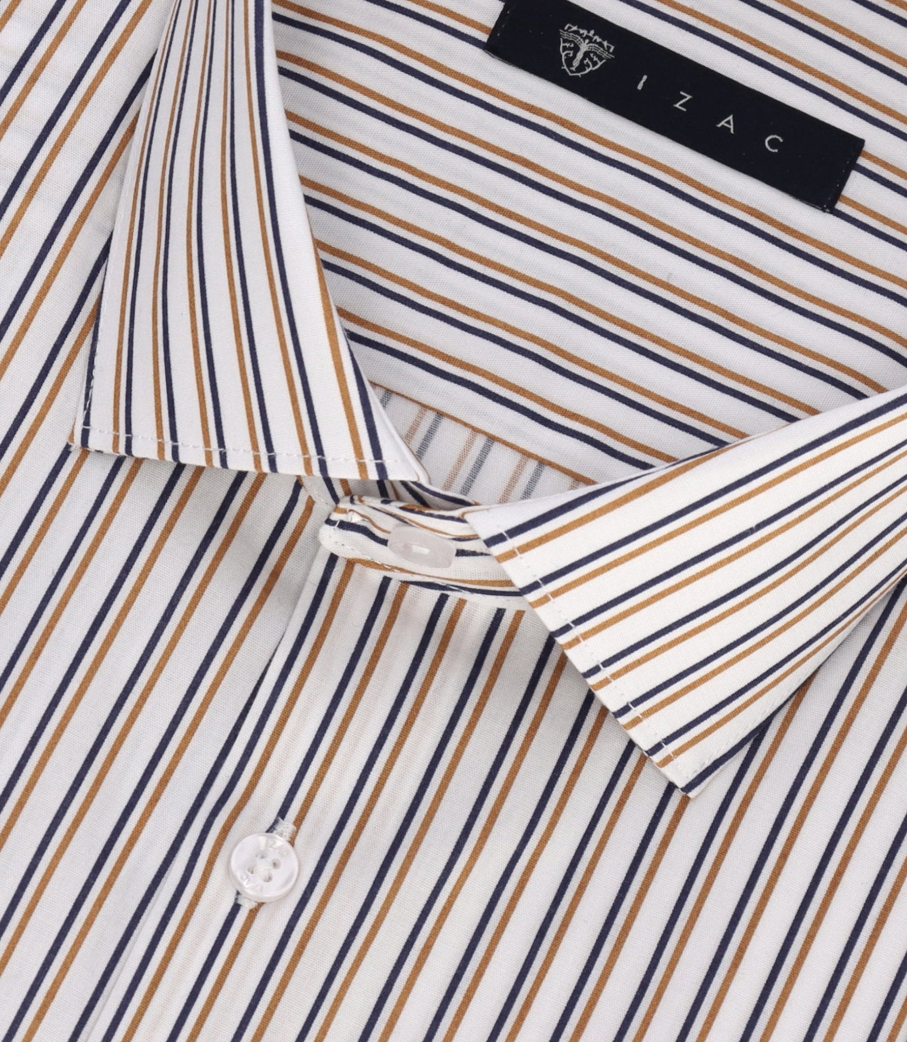 Chemise à rayures marine et camel MICKI - IZAC