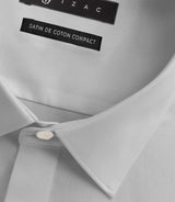 Chemise slim en satin de coton gris perle SATINCACHE - IZAC