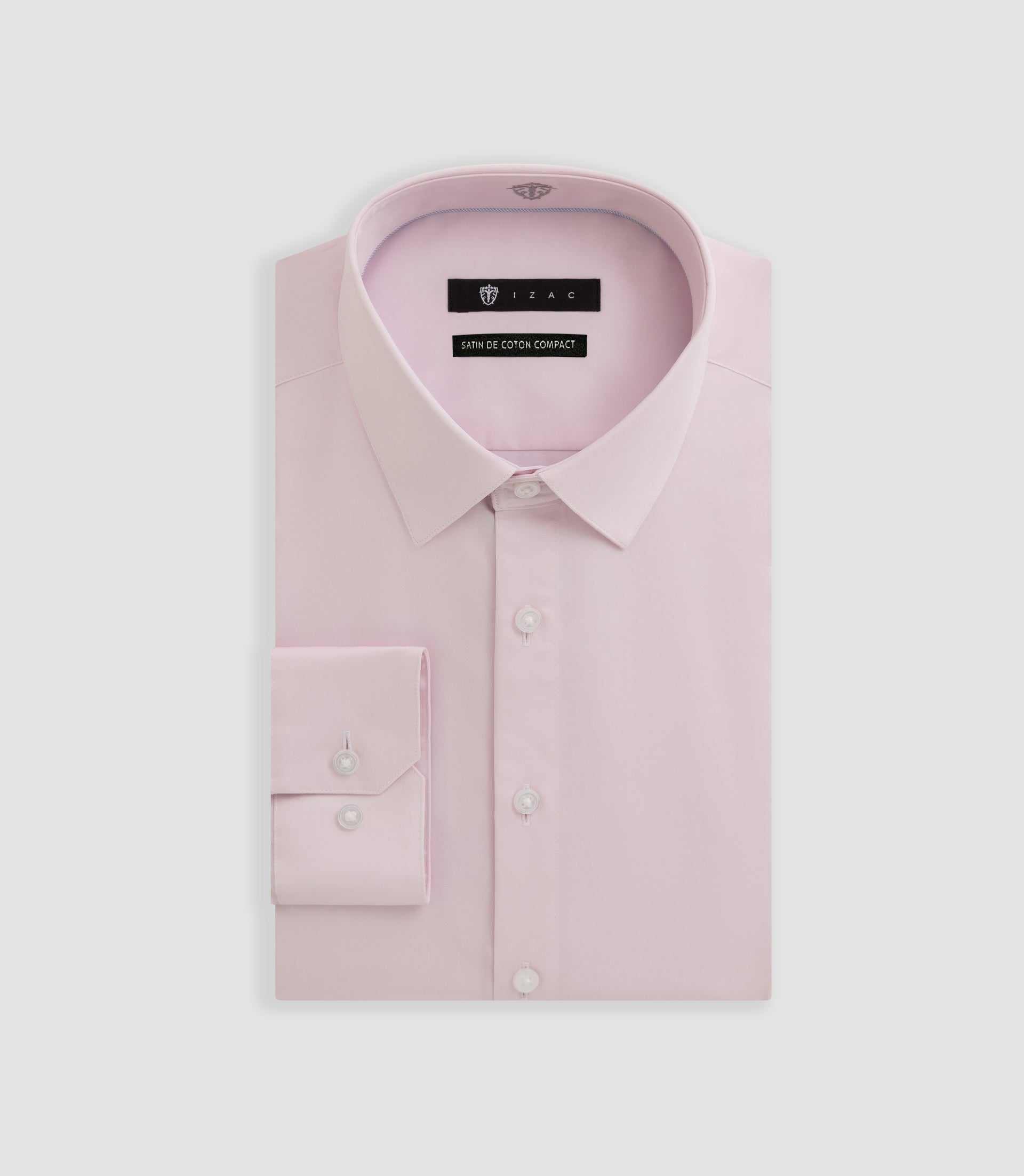 Chemise slim en satin de coton rose SATINSLIM - IZAC