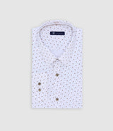 Chemise avec micro motifs blanche et camel - IZAC