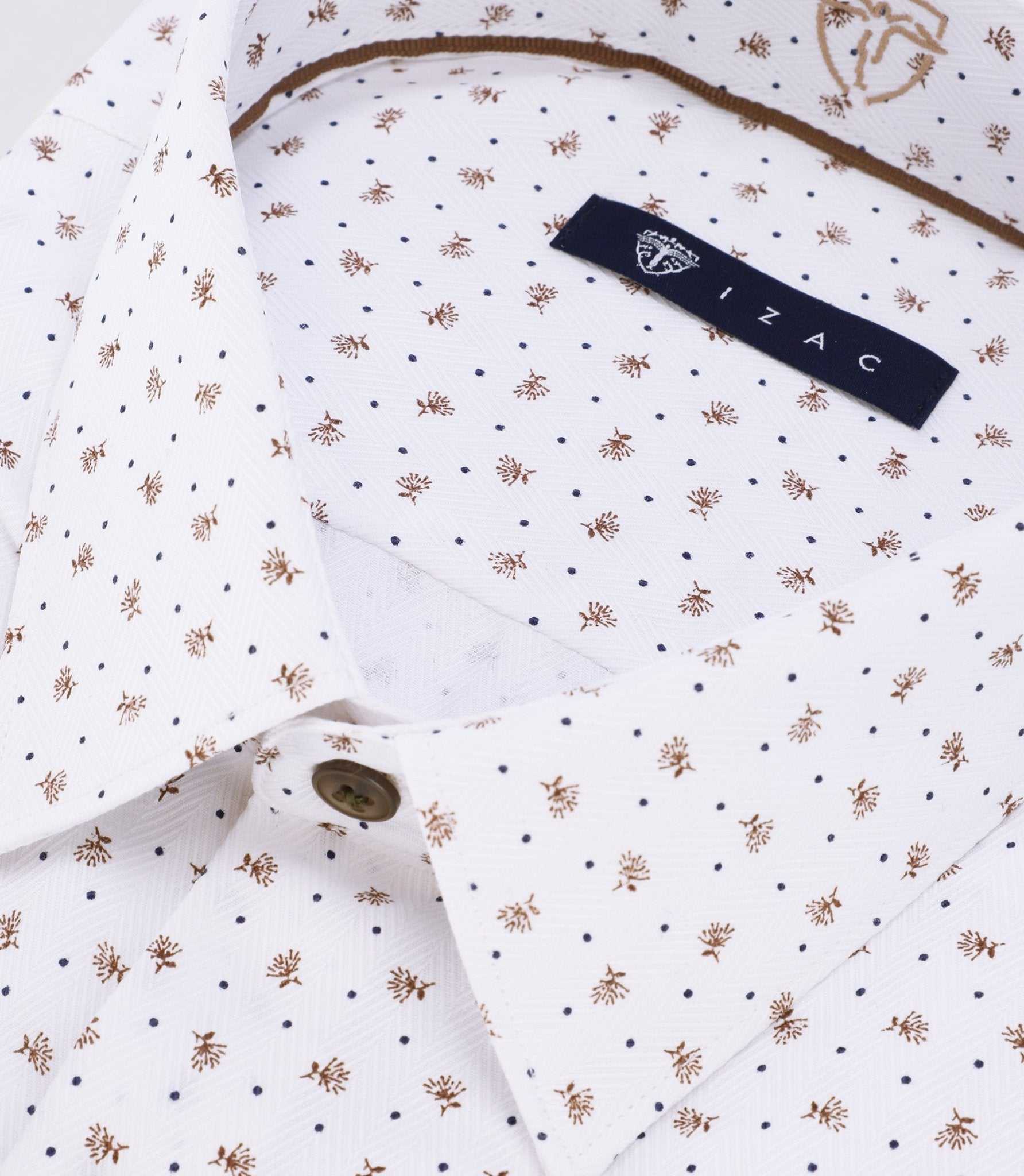 Chemise avec micro motifs blanche et camel - IZAC