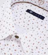 Chemise avec micro motifs blanche et camel - IZAC