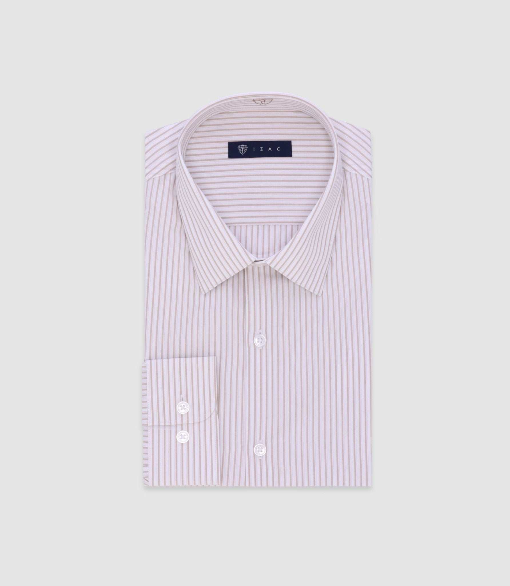 Chemise ajustée rayée beige - IZAC
