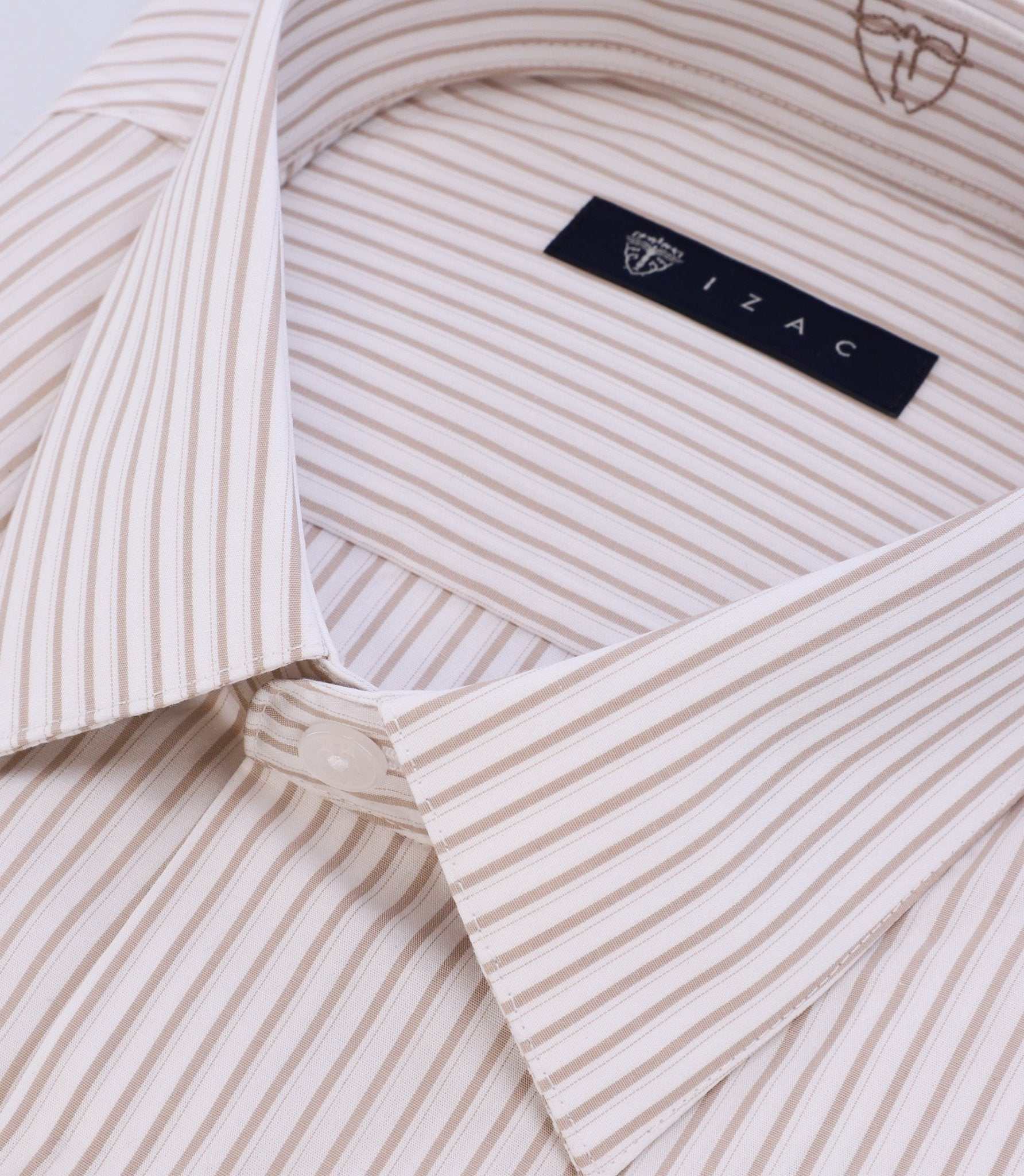 Chemise ajustée rayée beige - IZAC