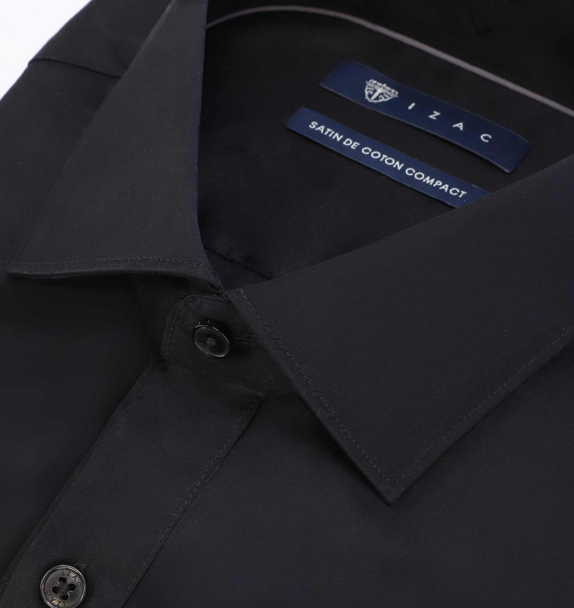 Chemise col italien noire - IZAC