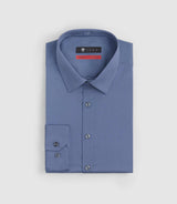 Chemise coton stretch slim bleu vintage "Malte" - IZAC
