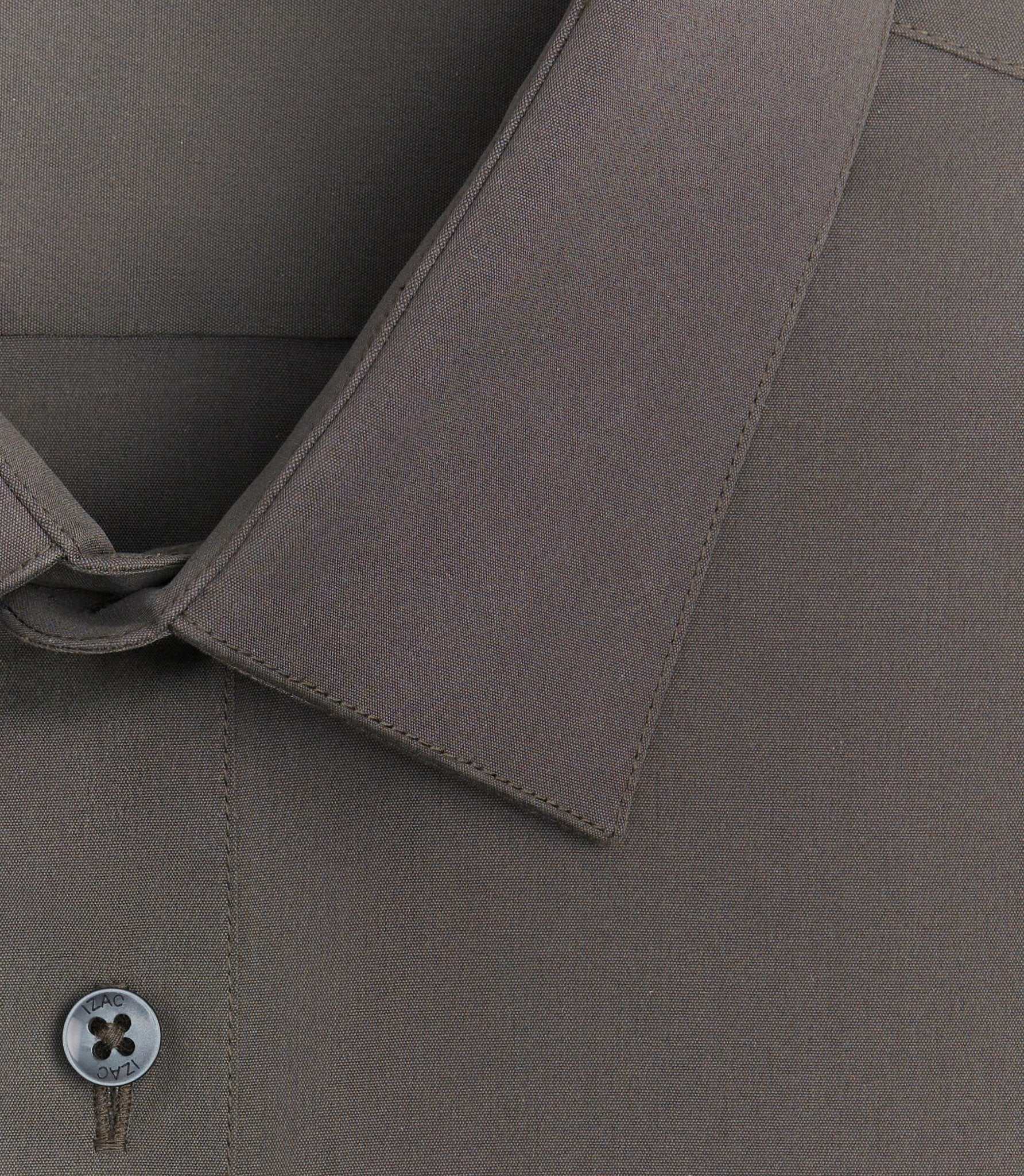Chemise coton stretch slim kaki - foncé "Malte" - IZAC