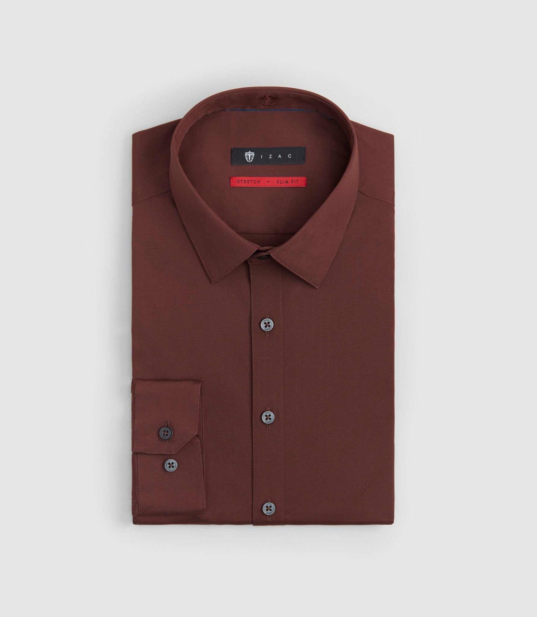 Chemise coton stretch slim lie - de - vin "Malte" - IZAC