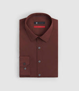 Chemise coton stretch slim lie - de - vin "Malte" - IZAC