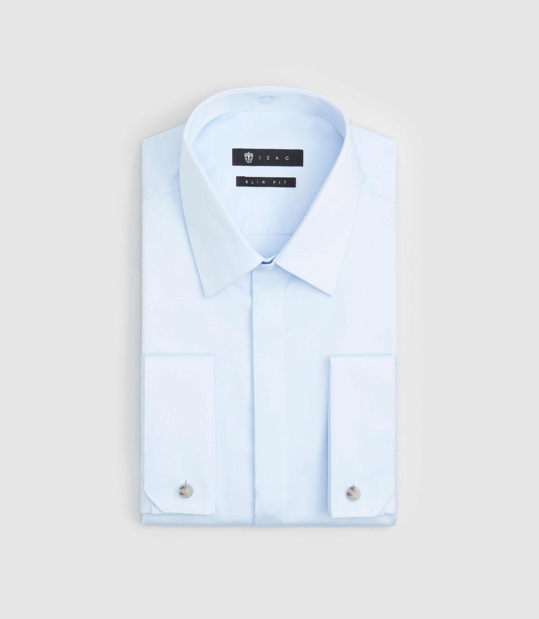 Chemise slim en satin ciel "Satinmixteslim" - IZAC
