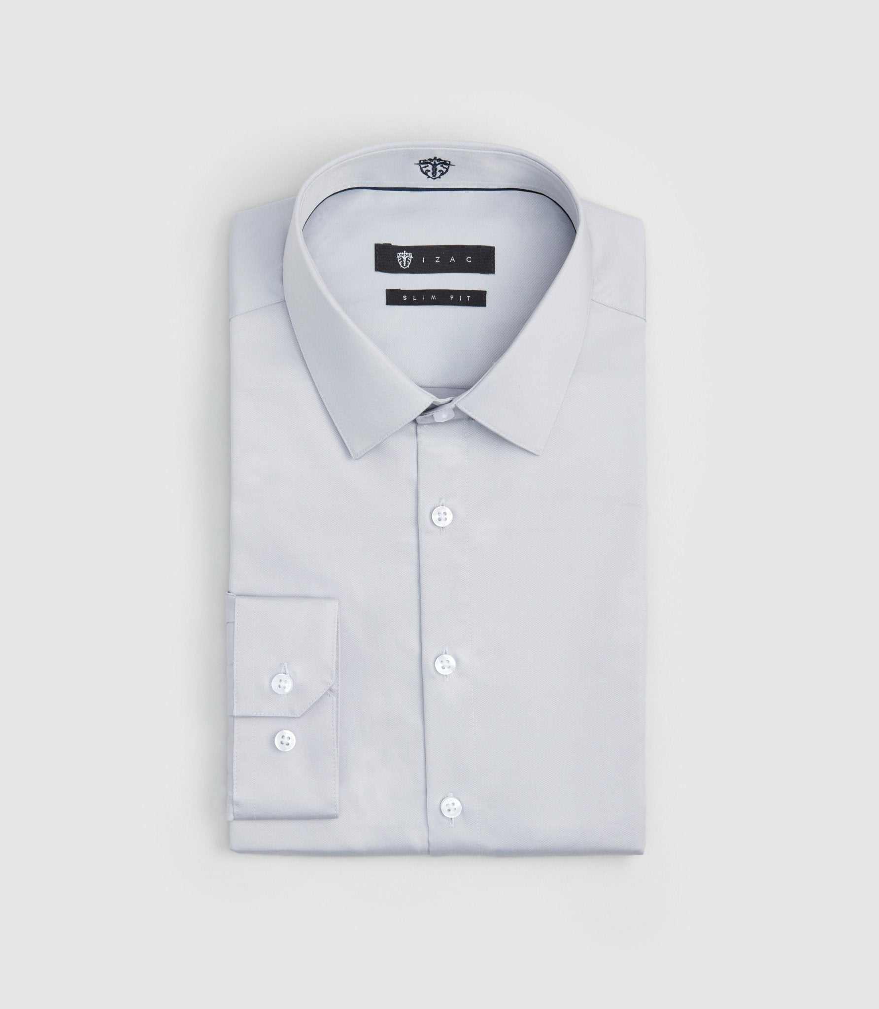 Chemise slim coton gris - clair «Satinslim» - IZAC