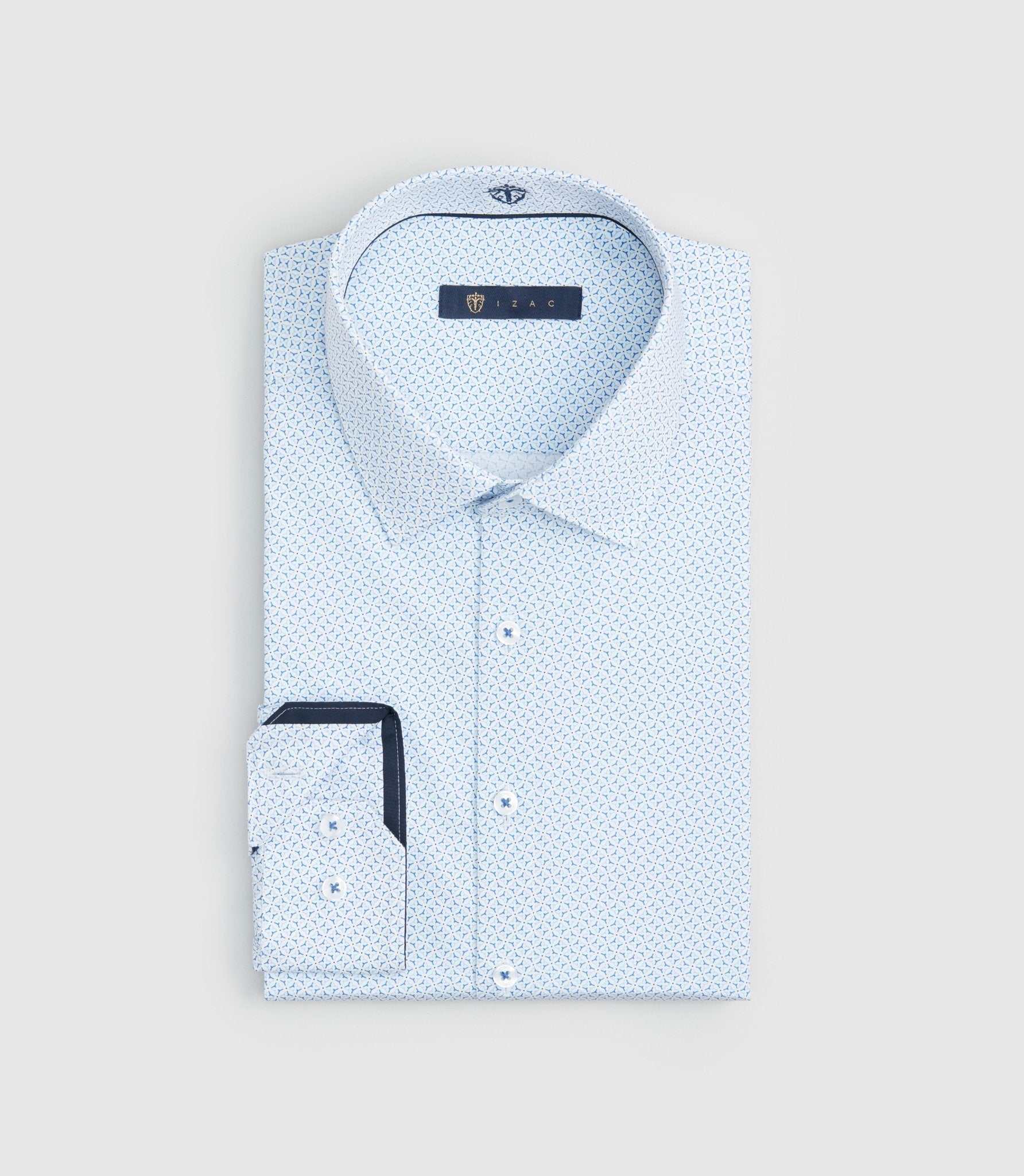 Chemise imprimée en coton bleu ciel "Saxo" - IZAC