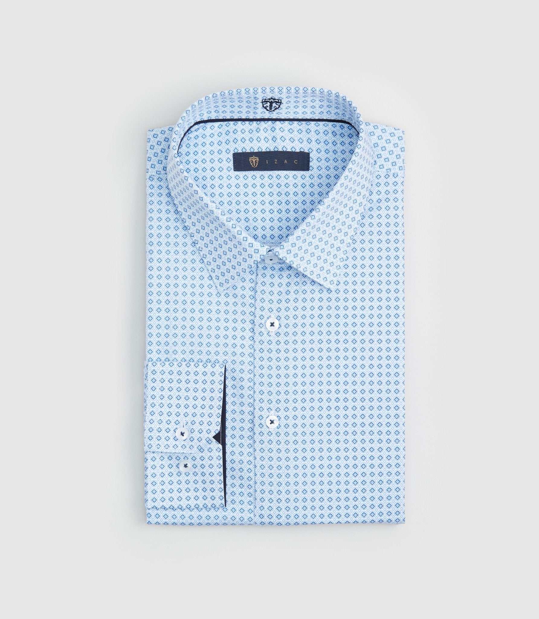 Chemise regular à imprimé bleu "Simon" - IZAC