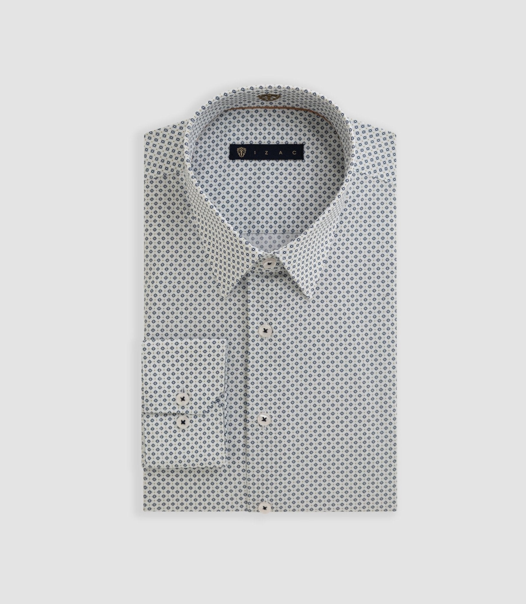 Chemise imprimée micro motifs blanc BARTHELEMYOUT - IZAC