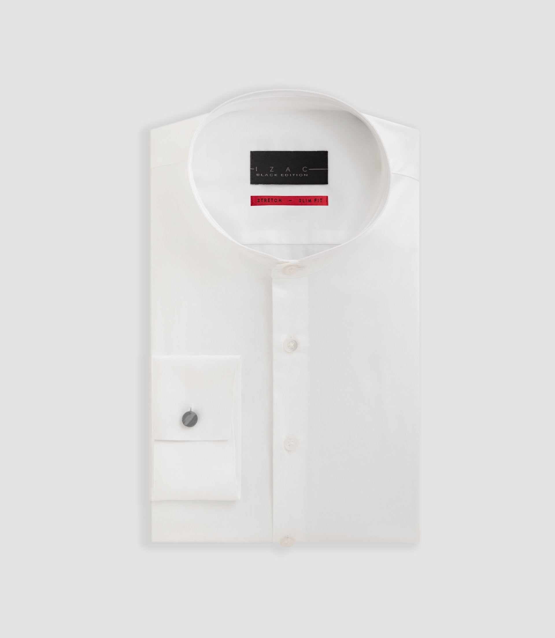 Chemise satin col officier blanche "Benjamin" - IZAC