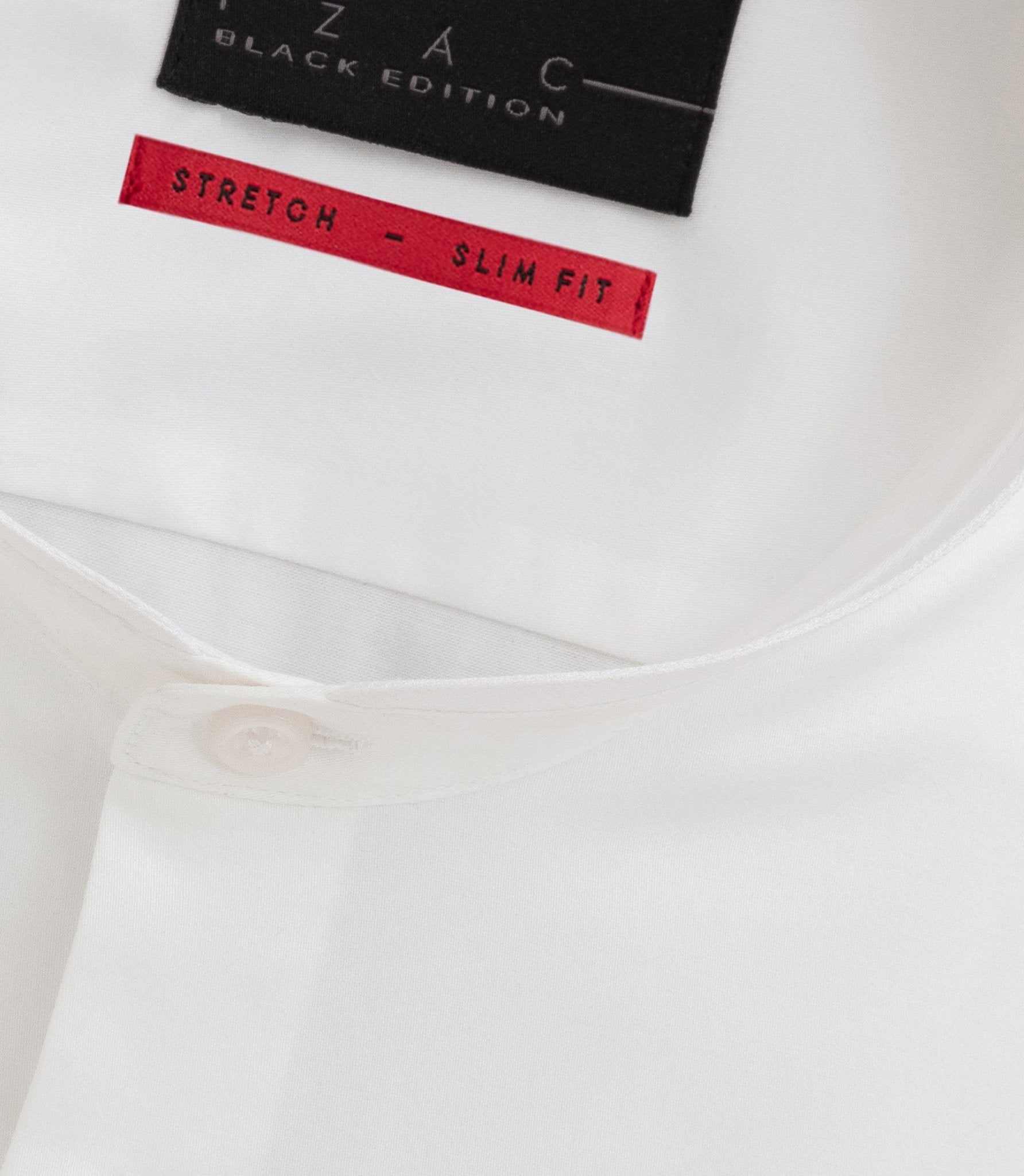 Chemise satin col officier blanche "Benjamin coton" - IZAC