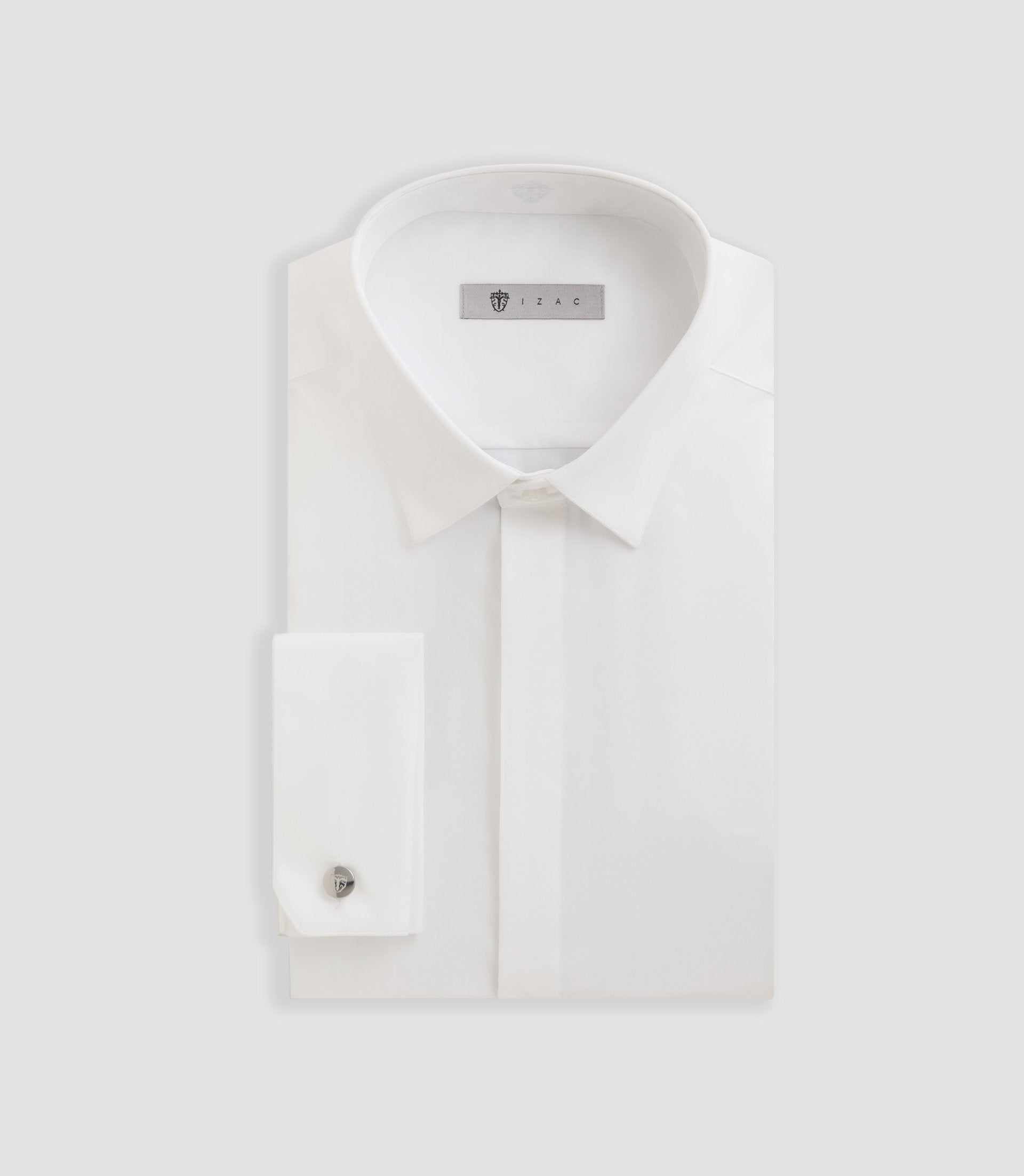 Chemise satin mixte slim blanche "Satinmixte coton" - IZAC