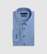 Chemise satin slim bleu pastel "Satinslim coton" - IZAC