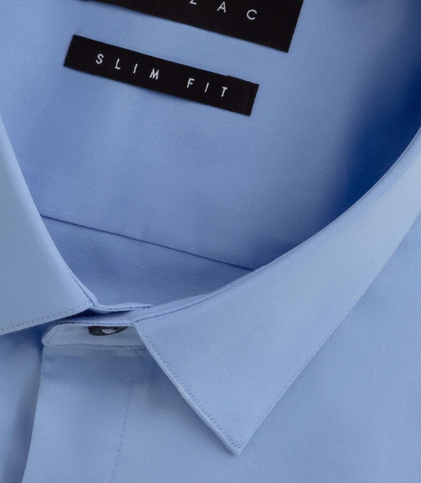 Chemise satin slim bleu pastel "Satinslim coton" - IZAC
